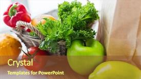  Presentation with gardening healthy food cooking - Slides featuring juicy vegetables greens and fruit background and a tawny brown colored foreground