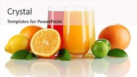  Presentation with organic fruits and leafy greens - Slide deck with juise with leafs and fruit background and a white colored foreground