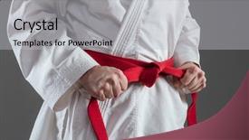  Presentation with red grey - Amazing slide set having jujitzu - cropped image of sportsman dressed backdrop and a light gray colored foreground