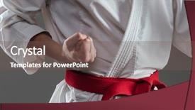  Presentation with kimono - Slide deck having jujitzu - cropped image of young sportsman background and a violet colored foreground