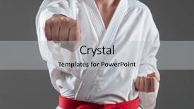  Presentation with kimono - Slide set with jujitzu - cropped picture of young sportsman background and a light gray colored foreground