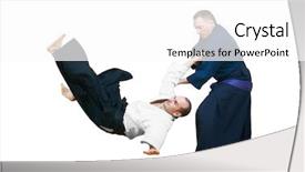  Presentation with fighters - Audience pleasing PPT layouts consisting of jujitzu - two jujitsu fighters sportsmen backdrop and a white colored foreground