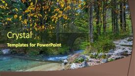 Presentation with forest bridge - Presentation consisting of julian-alps-ruined-old-bridge background and a tawny brown colored foreground