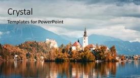  Presentation with amazing - Cool new slides with julian alps slovenia pilgrimage church backdrop and a light gray colored foreground