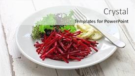  Presentation with beetroot - Amazing PPT theme having julienne-beetroot-salad-healthy-vegetarian backdrop and a white colored foreground
