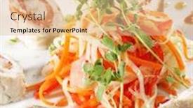  Presentation with vegetables - PPT layouts enhanced with julienne-vegetables-and-prepared-fish background and a lemonade colored foreground