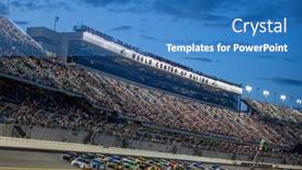  Presentation with nascar - Slide deck having july-07-2018-daytona-beach background and a teal colored foreground