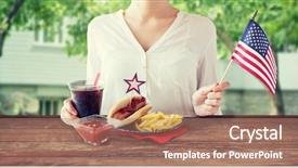  Presentation with independence day - Beautiful PPT layouts featuring july party over summer house backdrop and a coral colored foreground