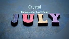  Presentation with blue - Presentation theme featuring july-word-on-a-blue background and a ocean colored foreground