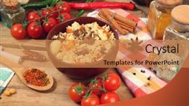  Presentation with national accounts - Beautiful PPT layouts featuring jumbalaya - uzbek national dish pilaf backdrop and a coral colored foreground