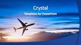  Presentation with sunrise - Theme with jumbo - airplane in the sky background and a teal colored foreground