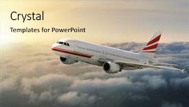  Presentation with airplane night sky - Amazing PPT theme having jumbo - airplane in the sky backdrop and a lemonade colored foreground