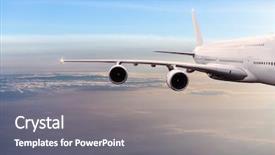  Presentation with commercial air ducts - Amazing presentation design having jumbo - big commercial airplane flying above backdrop and a  colored foreground