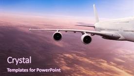  Presentation with concrete pouring during commercial concreting - PPT theme enhanced with jumbo - big commercial airplane flying above background and a  colored foreground