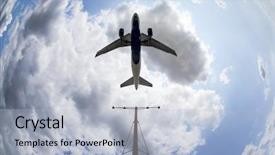  Presentation with commercial - Beautiful theme featuring jumbo - commercial aircraft landing backdrop and a light blue colored foreground
