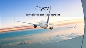  Presentation with airplane night sky cloud - PPT layouts enhanced with jumbo - commercial airplane flying above clouds background and a light blue colored foreground