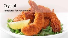  Presentation with shrimps - Beautiful PPT layouts featuring jumbo - deep fried shrimps on white backdrop and a lemonade colored foreground