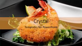  Presentation with shrimps - Cool new slides with jumbo - deep fried shrimps with lettuce backdrop and a gold colored foreground