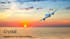  Presentation with jet airplane - Slide set enhanced with jumbo jet airplane flying above background and a coral colored foreground