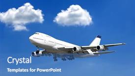  Presentation with jet - Amazing slide deck having jumbo jet and two clouds backdrop and a  colored foreground