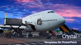  Presentation with jet - Beautiful PPT theme featuring jumbo jet on the ground backdrop and a tawny brown colored foreground