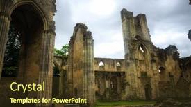  Presentation with monastery - Colorful presentation theme enhanced with jumieges-abbey-was-a-benedictine backdrop and a tawny brown colored foreground