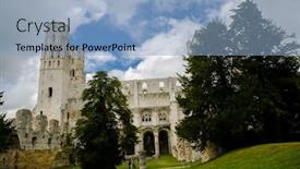  Presentation with monastery - Presentation theme having jumieges-abbey-was-a-benedictine background and a light blue colored foreground