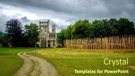  Presentation with monastery - Presentation theme featuring jumieges-abbey-was-a-benedictine background and a tawny brown colored foreground