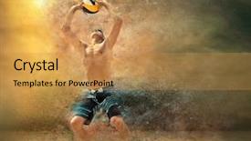  Presentation with beach volleyball - Cool new theme with jump - beach volleyball player in action backdrop and a  colored foreground