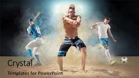  Presentation with basketball collage - PPT layouts having jump - collage of team sport players background and a coral colored foreground