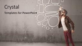  Presentation with mouth - Slide deck featuring jump - comic hipster guy shouting background and a  colored foreground