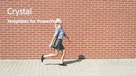  Presentation with happy smiling woman dental health - Slides having jump - happy blonde woman goofing background and a  colored foreground