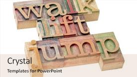  Presentation with walk - Colorful slide set enhanced with jump and lift - isolated word backdrop and a coral colored foreground