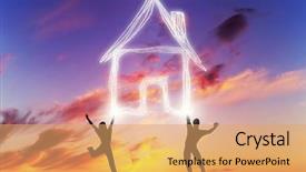 Presentation with happy life - Cool new presentation theme with jump and make a house backdrop and a coral colored foreground