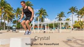  Presentation with miami beach - Cool new PPT layouts with jump box training man atlhete jumping doing strength workout outside in beach calisthenics park in south beach miami florida backdrop and a lemonade colored foreground