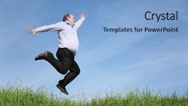  Presentation with fat - PPT theme featuring jump fat boy background and a light blue colored foreground