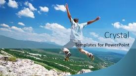  Presentation with dynamic - Slide set enhanced with jump from the cliff dynamic and emotional scene background and a light blue colored foreground