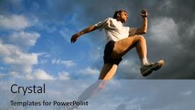  Presentation with moving - Slides featuring jump on a sky background background and a light blue colored foreground