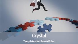  Presentation with broken bridge - Presentation theme having jump over broken jigsaw bridge background and a gray colored foreground