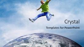  Presentation with planet mars fuel - PPT layouts enhanced with jump over the planet earth background and a light blue colored foreground