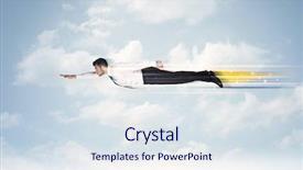  Presentation with flying - Audience pleasing PPT theme consisting of jump plane - happy business man flying fast backdrop and a  colored foreground