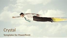  Presentation with flying - Colorful theme enhanced with jump plane - happy business man flying fast backdrop and a  colored foreground