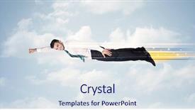  Presentation with flying - Beautiful presentation theme featuring jump plane - happy business man flying fast backdrop and a  colored foreground