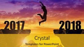  Presentation with 2019 chinese new year - PPT theme featuring jump to the new year background and a gold colored foreground