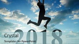  Presentation with chinese new year 2019 - Cool new PPT theme with jump to the new year backdrop and a light blue colored foreground