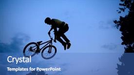  Presentation with bmx - Theme having jump with a bmx bike background and a teal colored foreground