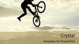  Presentation with bmx - Slides having jump with a bmx bike background and a coral colored foreground
