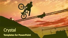  Presentation with bmx - PPT theme consisting of jump with a bmx bike background and a tawny brown colored foreground