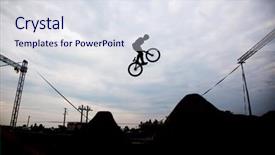  Presentation with bmx - Amazing presentation theme having jump with a bmx bike backdrop and a sky blue colored foreground