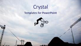  Presentation with bmx - Colorful PPT layouts enhanced with jump with a bmx bike backdrop and a sky blue colored foreground